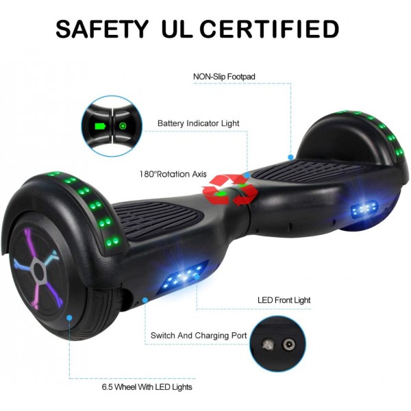 Hoverboard All New Version-HS2.0, Chrome Color & Coating Skins Two Wheels Self-Balancing Scooter with Wireless Speaker Playing Music & Led Wheels Flashing Lights