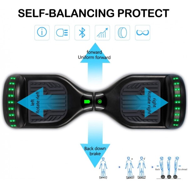 Hoverboard All New Version-HS2.0, Chrome Color & Coating Skins Two Wheels Self-Balancing Scooter with Wireless Speaker Playing Music & Led Wheels Flashing Lights