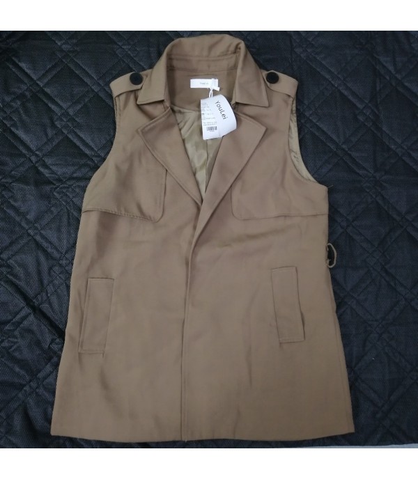 YouLei Women's Long Sleeveless Trench Coat Double Breasted Vest Blazer Jacket