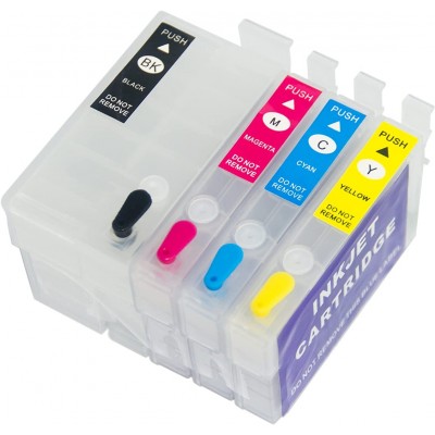 Empty Refillable Ink Cartridges Compatible Replacement Ink Cartridges for WF-7720 WF-7710 WF-7620 WF-7610 WF-7210 WF-7110 WF-3620 WF-3640 Ink Cartridges, 4 Pack (Black Yellow Cyan Magenta)