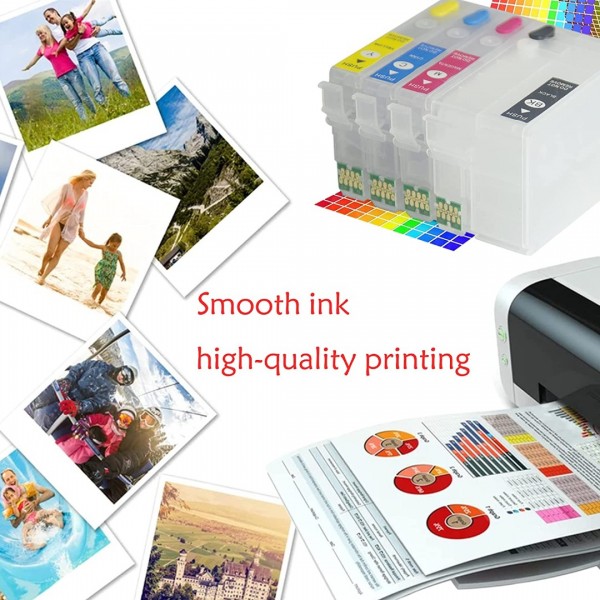 Empty Refillable Ink Cartridges Compatible Replacement Ink Cartridges for WF-7720 WF-7710 WF-7620 WF-7610 WF-7210 WF-7110 WF-3620 WF-3640 Ink Cartridges, 4 Pack (Black Yellow Cyan Magenta)