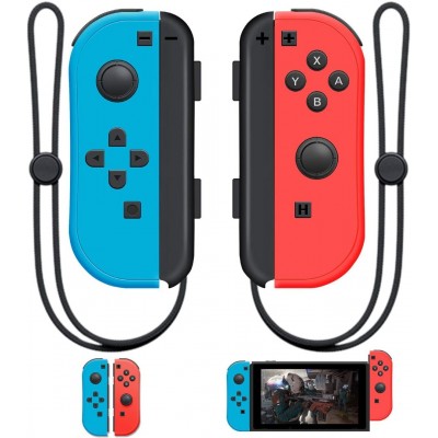 Joy Con Wireless Controller Replacement for Nintendo Switch, Left Right Remote Controllers with Wrist Strap,Support Wake-up Function (red and Blue)