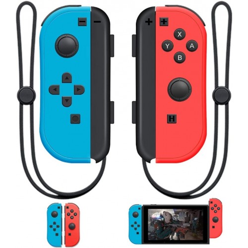 Joy Con Wireless Controller Replacement for Nintendo Switch, Left Right Remote Controllers with Wrist Strap,Support Wake-up Function (red and Blue)