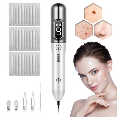 Portable Beauty Equipment Skin Tag Remover pen,Multi Speed Level Adjustable Home Usage,skin tag removal device USB Charging -Silver