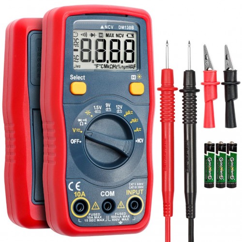 Digital Multimeter, Voltmeter 1.5v/9v/12v Battery Voltage Tester Auto-Ranging/Ohmmeter/DMM with Non-Contact Voltage Function, Accurately Measures Voltage Current Amp Resistance Capacitance