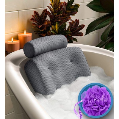 Comfort Bathtub Bath Pillow - Spa Pillow with Back and Headrest Cushion - Hot Tub Pillow - Neck and Head Rest Support for Bath or Shower - Bath Stuff Accessories