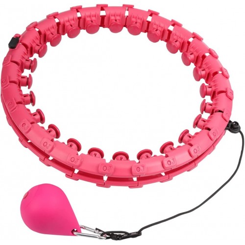 Weighted Smart Hoola Hoop, Smart 24 Sections Detachable Hoola Hoop, Suitable for Adults and Children-Pink