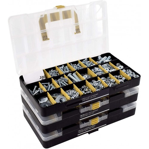 1,700 Piece Hardware Assortment Kit with Screws, Nuts, Bolts & Washers (3 Trays)