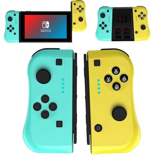 Joy Con Controller Compatible for Nintendo Switch, Wireless Controllers Compatible for Switch Lite, Replacement Compatible for Switch Joy Pad, Motion Control, Yellow and Green with Grip