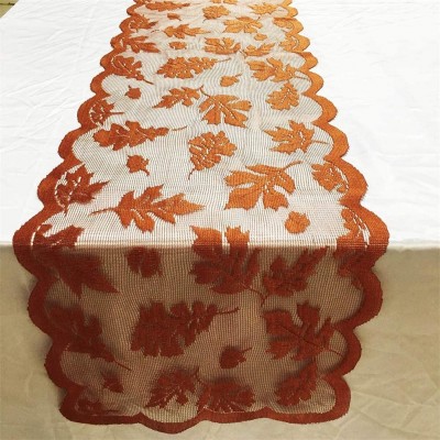 Thanksgiving Table Runner, 13 x 72 Inch Fall Table Runner Thanksgiving Decorations, Maple Leaves Harvest Lace Pumpkin Runner Brow Long Fall Table Line for Thanksgiving Dinner Autumn Seasonal Decor