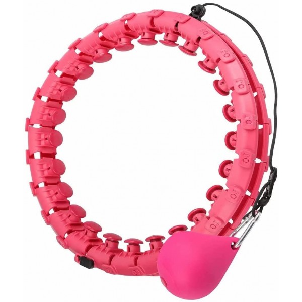 Weighted Smart Hoola Hoop, Smart 24 Sections Detachable Hoola Hoop, Suitable for Adults and Children-Pink