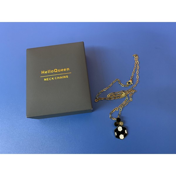 HelloQueen Neck chains, Gold Stainless Steel Sports Soccer Ball Charm Necklace Jewelry 24" Link