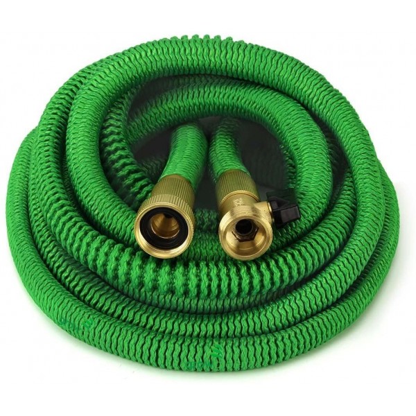 Expandable Garden Hose with High Pressure Hose Spray Nozzle, All Brass Connectors, Leak Proof, Heavy Duty Material