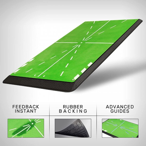 Tracker-PRO Impact Golf Hitting Mat | Analysis Swing Path and Correct Hitting Posture Golf Practice Mat | Advanced Guide and Rubber Backing Golf Training Mat