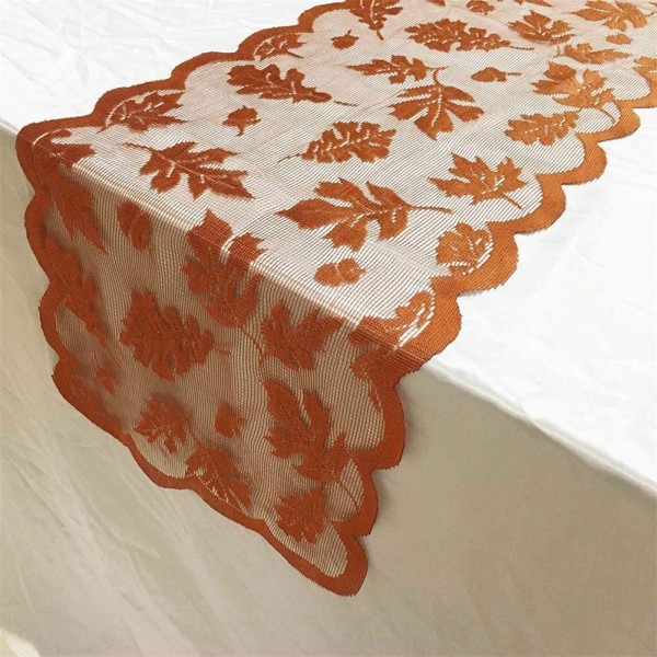 Thanksgiving Table Runner, 13 x 72 Inch Fall Table Runner Thanksgiving Decorations, Maple Leaves Harvest Lace Pumpkin Runner Brow Long Fall Table Line for Thanksgiving Dinner Autumn Seasonal Decor