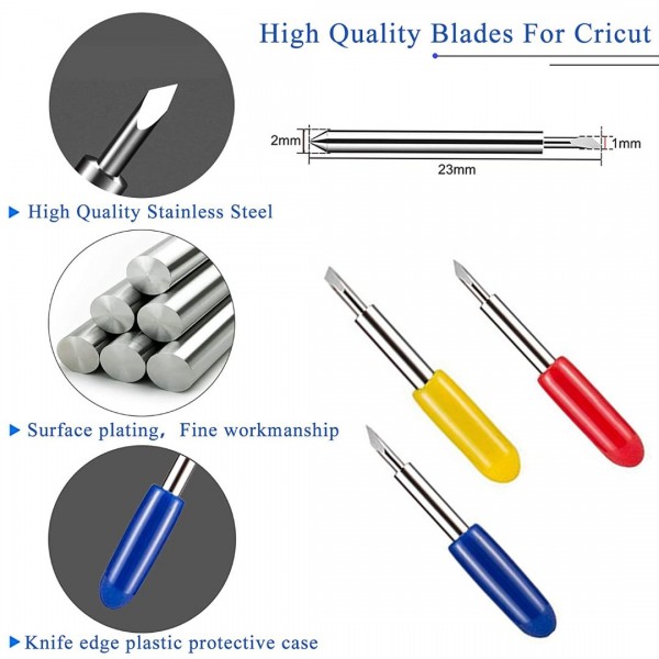 60Pcs Replacement Cutting Blades for Cricut Explore Air/Air 2/Maker Expression, Vinyl Fabric Cutting Replacement Blades Including 30Pcs 45°/15Pcs 30°/15Pcs 60° Blades of Varying Degrees