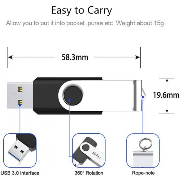 USB 3.0 Flash Drive 1TB, Flash Memory Stick 1000GB with Rotated Design, Ultra High Speed Thumb Drive 1TB with Spead up to 100Mb/s, 1000GB USB 3.0 Data Storage Drive for Computer/Laptop