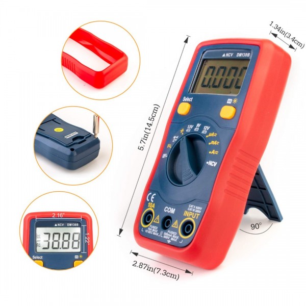 Digital Multimeter, Voltmeter 1.5v/9v/12v Battery Voltage Tester Auto-Ranging/Ohmmeter/DMM with Non-Contact Voltage Function, Accurately Measures Voltage Current Amp Resistance Capacitance