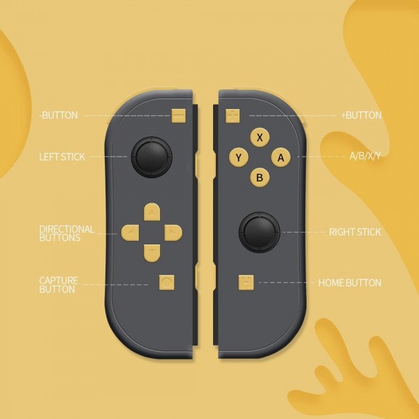 Wireless Controller for Nintendo Switch Left and Right Switch Controller,Switch Controllers Gamepad with Adjustable Turbo Dual Shock Gyro Axi, Black and Gold