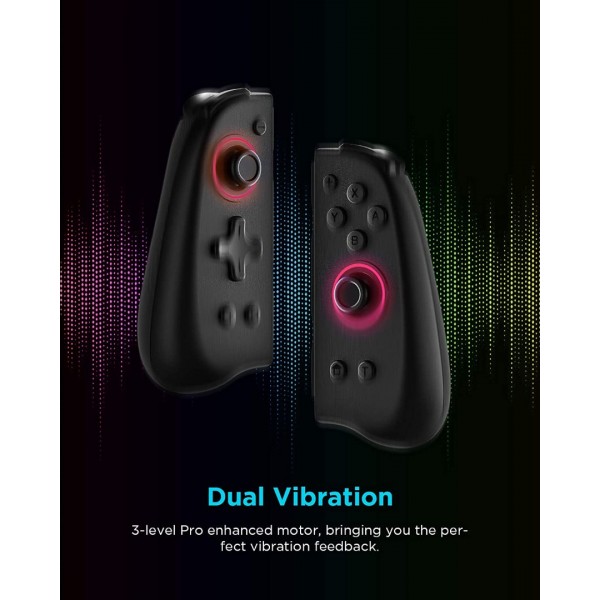 Joy Pad Controller for Switch, Wireless Joy Con Replacement Switch Controller 8 Colors Adjustable LED Joypad Controller with Back Map Button/Turbo/Dual Shock/Motion Control