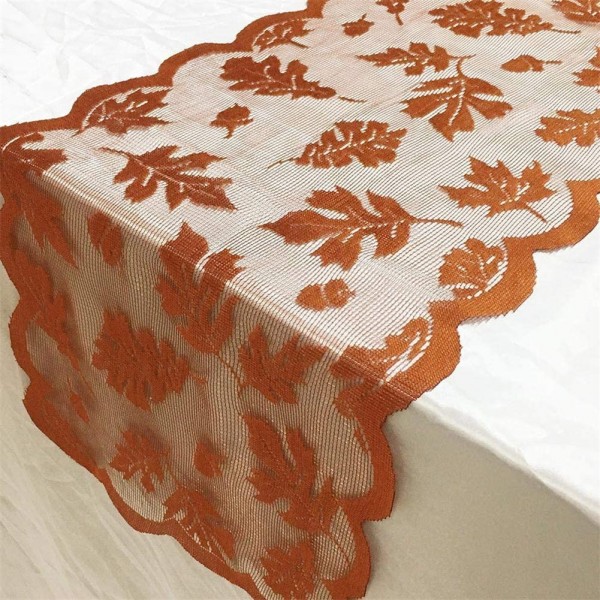 Thanksgiving Table Runner, 13 x 72 Inch Fall Table Runner Thanksgiving Decorations, Maple Leaves Harvest Lace Pumpkin Runner Brow Long Fall Table Line for Thanksgiving Dinner Autumn Seasonal Decor