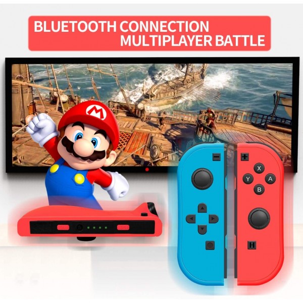 Joy Con Wireless Controller Replacement for Nintendo Switch, Left Right Remote Controllers with Wrist Strap,Support Wake-up Function (red and Blue)