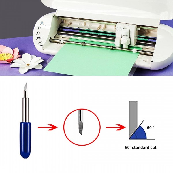 60Pcs Replacement Cutting Blades for Cricut Explore Air/Air 2/Maker Expression, Vinyl Fabric Cutting Replacement Blades Including 60Pcs 60°Blades of Varying Degrees