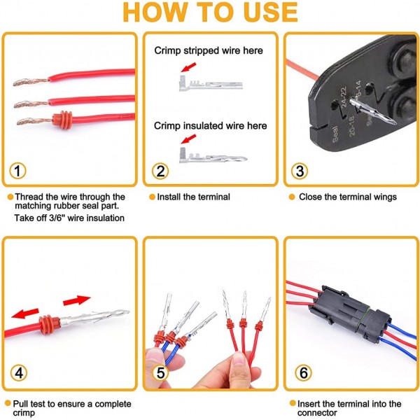 301Pcs 20 Kits Waterproof Car Electrical Wire Connector Terminals Plug Kit 1/2/3/4/6/Male&Female Pin Small Plug 18-14AWG Water Resistend Truck Harness Plug Car Spark Plug Connector