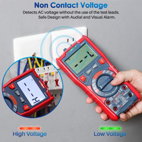 Digital Multimeter, TRMS 6000 Counts Auto-Ranging Voltage Tester Voltmeter Measuring AC/DC Voltage Current, Capacitance Resistance Frequency Temperature Continuity Diodes with NCV