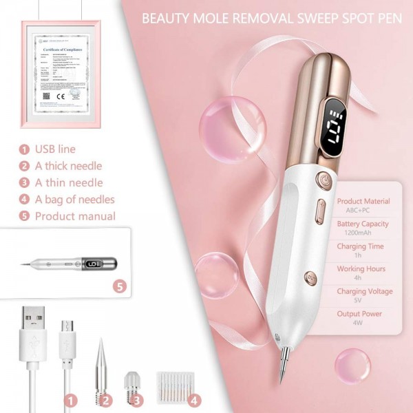  Portable Beauty Equipment Skin Tag Remover pen,Multi Speed Level Adjustable Home Usage,skin tag removal device USB Charging -Gold