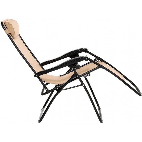  Outdoor Zero Gravity Lounge Folding Chair, Beige