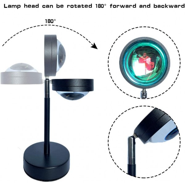 Sunset Lamp Projection Led Light,180 Degree Rotation Sunset Projection Lamp, Night Light Projector Led Lamp, Romantic Projector for Home Party Living Room Bedroom Decor