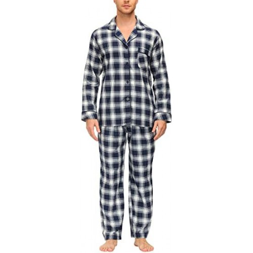 Mens Pajama Set Plaid Long Pajama Pants