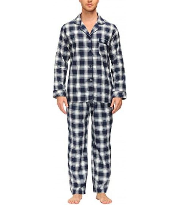Mens Pajama Set Plaid Long Pajama Pants