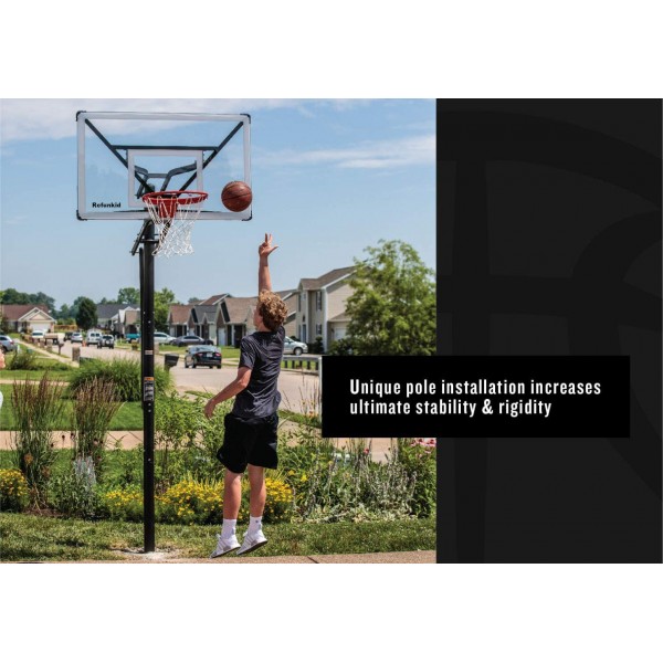 Rcfunkid Backboards for basketball,54" In-Ground Basketball Hoop with Adjustable-Height Backboard