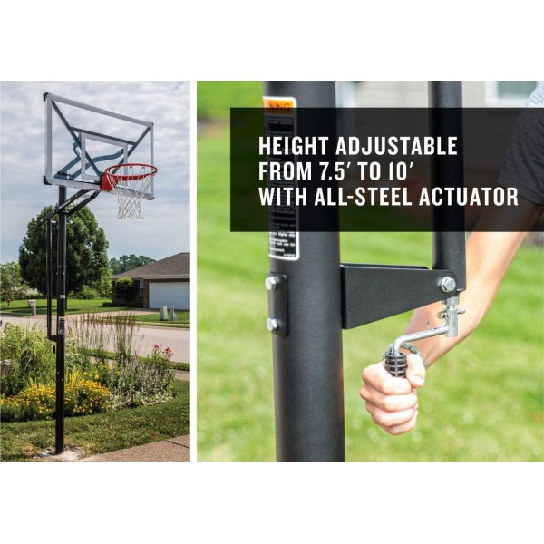 Rcfunkid Backboards for basketball,54" In-Ground Basketball Hoop with Adjustable-Height Backboard