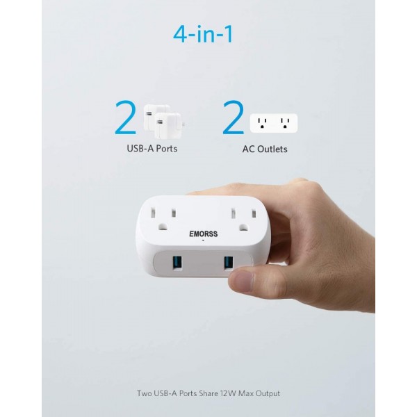 EMORSS Converters for electric plugs,Outlet and USB Wall Plug