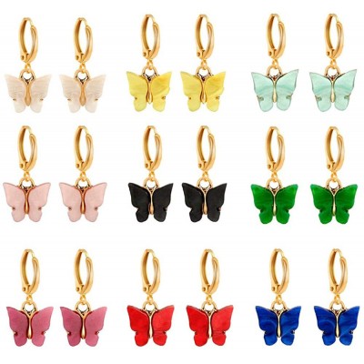 9 Pairs Of Butterfly Earrings, Acrylic Colored Earrings Women And Girls Fashion Jewelry Gift