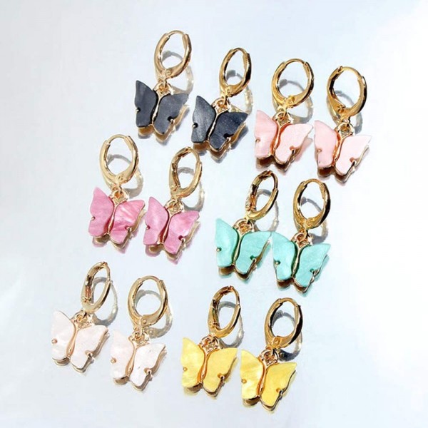 9 Pairs Of Butterfly Earrings, Acrylic Colored Earrings Women And Girls Fashion Jewelry Gift