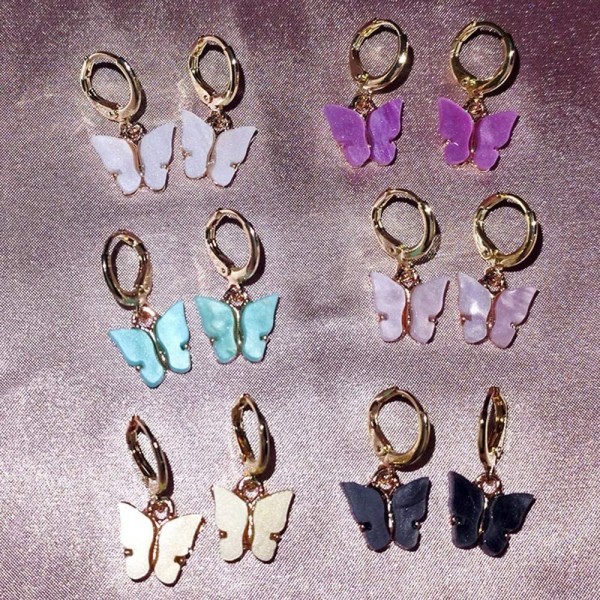 9 Pairs Of Butterfly Earrings, Acrylic Colored Earrings Women And Girls Fashion Jewelry Gift