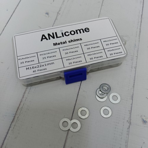 ANLicome metal shims, 270PCS flat washers for screws, 304 stainless steel metric washers