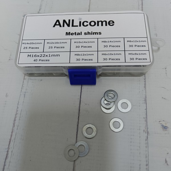 ANLicome metal shims, 270PCS flat washers for screws, 304 stainless steel metric washers