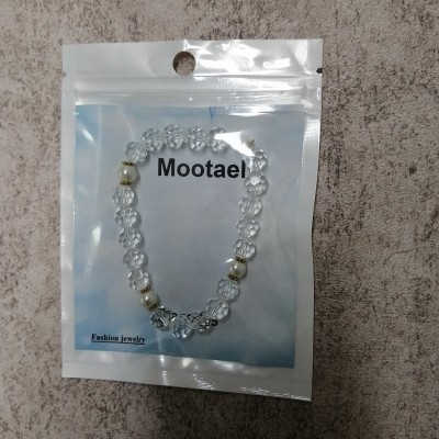 Mootael Bracelets, Natural white quartz crystal round semi-precious stone beads