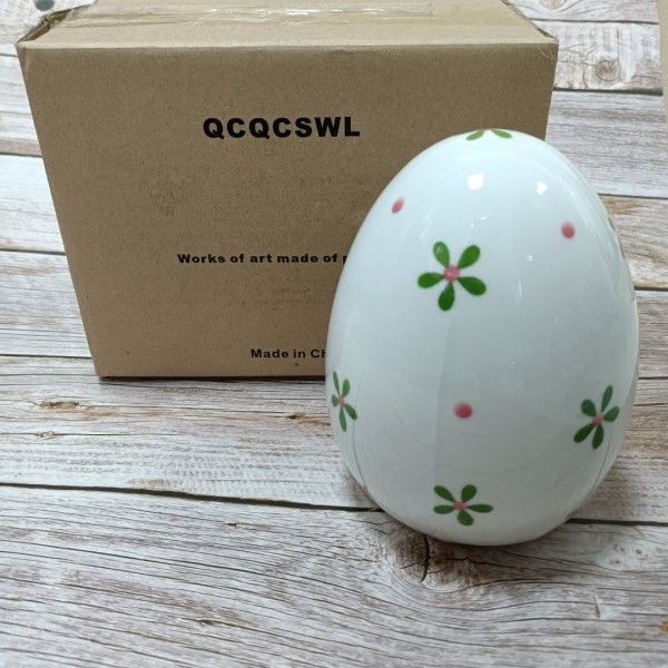 QCQCSWL Works of art made of porcelain,Lighted Ceramic Easter Egg for Decorating