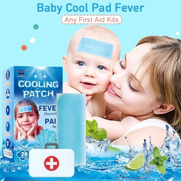 Kid Fever Patches for Kids Fever Discomfort & Pain Relief, Cooling Relief Fever Reducer, Soothe Headache Pain, Pack of 20