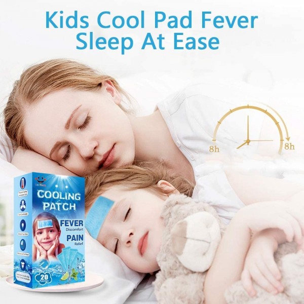 Kid Fever Patches for Kids Fever Discomfort & Pain Relief, Cooling Relief Fever Reducer, Soothe Headache Pain, Pack of 20