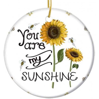 Christmas Ornaments|You are My Sunshine Sunflower Bee, White Background Ceramic Ornament|Holiday Xmas Tree Decorations Ornament|Cute Ceramic 2.85in