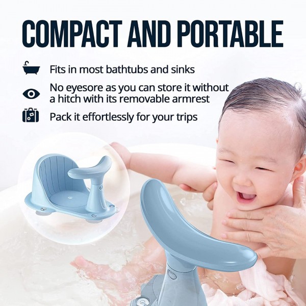 Baby Bath Seat for Babies 6 Months & Up - Infant Bathtub Seat for Sit-up Bathing - Summer Toddler Bath Chair for Sitting Up in The Tub - Safety Baby Shower Chair Bath Tub Seater Bath Ring