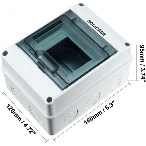 SOLICASE Plastic power distributing boxes IP65 ABS for Circuit Breaker Indoor on The Wall 5 Way