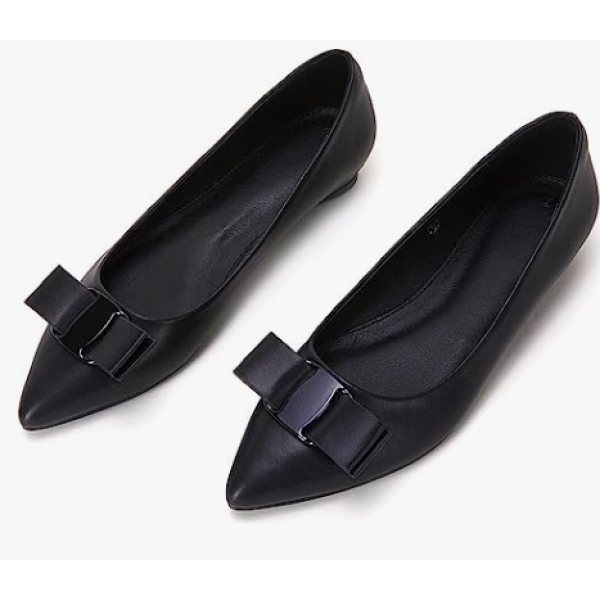 Ballet Flats for Women Pointed Toe Comfortable Slip on Bow Flat Shoes Women